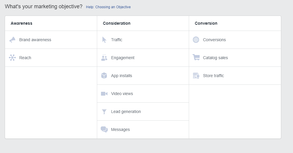 facebook advertising objective