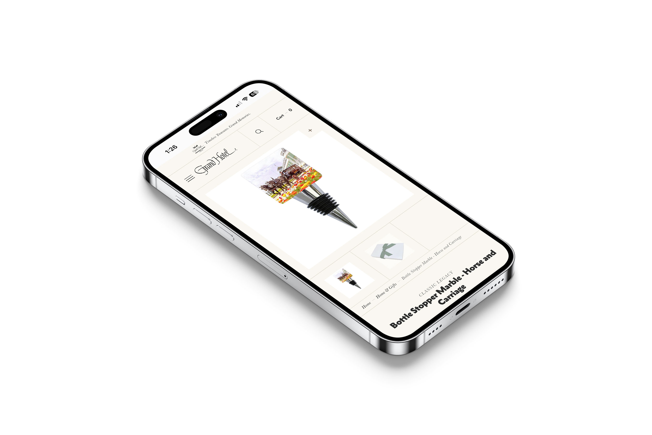 iphone mockup grand hotel gift shop website